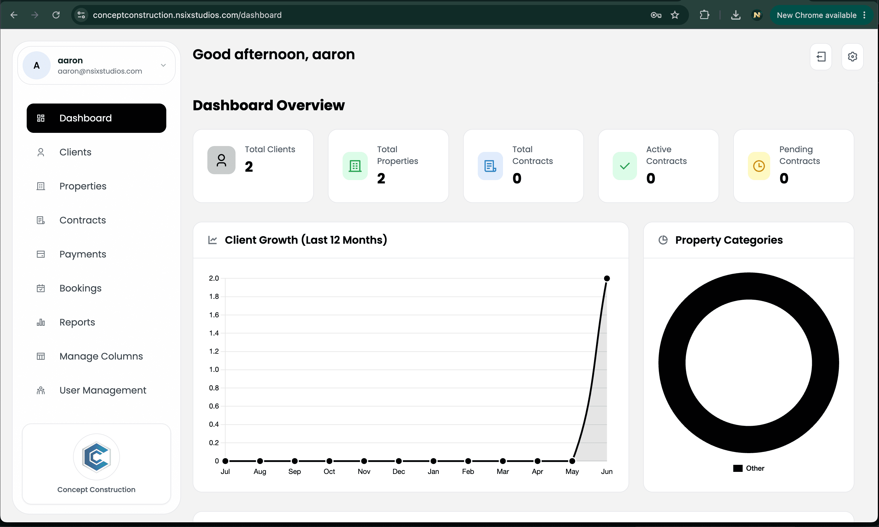 Concept Construction CRM System Development